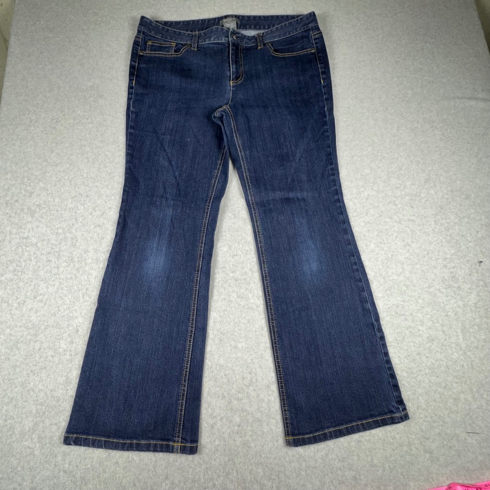 Ann Taylor Petites Slim Fit Jeans Womens 12P Dark Wash Bootcut Denim Pants
